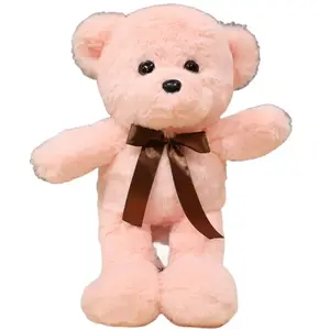 Плюшевый мишка из кроличьего меха с разноцветной лентой, милый и очаровательный, кукла-компаньон для утешения, плюшевая кукла, высота 30 см, длина 30 см Mise