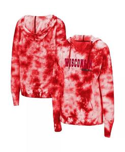 Женский пуловер с капюшоном Red Wisconsin Badgers Shavonee Tie Dye Colosseum