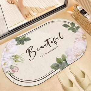 Dajiang Ковер 50х80 см из диатомита, влаговпитывающий, для входа в туалет или ванной, цветочный узор, набор 2 шт