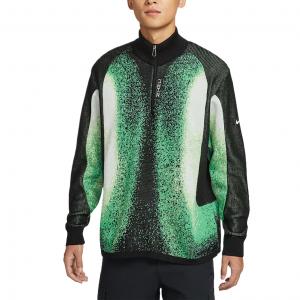 Nike Свитер мужской черный/Surprise Green/Light Lemon с воротником стойкой умеренной длины