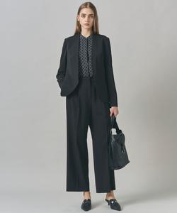 Блузка с воротником-стойкой из атласа и амунзена со спинкой