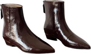 Женские ботильоны с заостренным носком, низким массивным каблуком, молнией сзади и средним голенью, с откидывающимся воротником для элегантного и повседневного ношения Azttoztto, Red