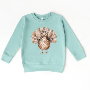 Свитшот с принтом для малышей Sparkle Turkey The Juniper Shop, Seafoam
