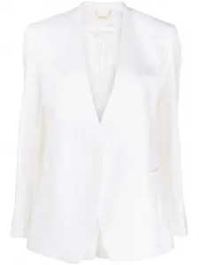 Льняной блейзер с V-образным вырезом Chloé, белый