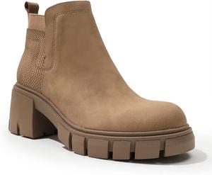 Женские ботильоны Stunner на платформе с модным массивным каблуком, ботинки Челси, противоскользящие боевые ботинки, Apricot