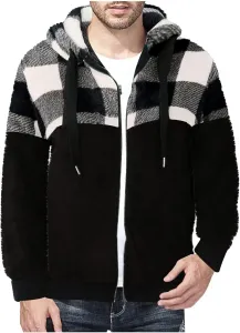 Мужская куртка sherpa с капюшоном, теплая, на молнии