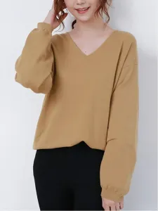 Женский вязаный топ с длинными рукавами Doux Belle, цвет Brown(V)