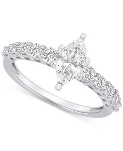 Обручальное кольцо с бриллиантом огранки маркиз (1 карат) в оправе из 14-каратного золота Macy's, White Gold