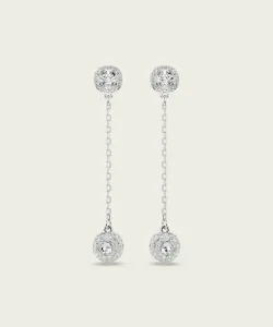 Официальные серьги-подвески Swarovski Una Angelic, белые.