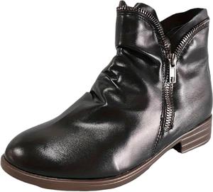 Винтажные женские ботильоны на щиколотку, модные свободные, с круглым носком, вестерн-ковбойские, этнические, с молнией, с V-образным вырезом, массивным низким каблуком, широкие, средней длины, рабочие ботинки Generic, Black