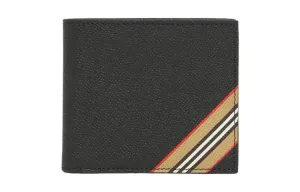 Burberry Icon Stripe Leather International Bifold Wallet Black
