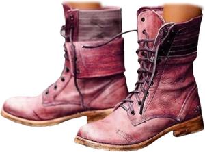 Женские ботинки: ботильоны, вестерн, боевые, полусапожки, военные туфли, с низким каблуком, для езды на мотоцикле, байкерские, нарядные сапоги Generic, Red