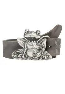 Кожаный ремень LIFEBULT by showroom 019° с пряжкой-лягушкой в ​​винтажном стиле Rettungsring By Showroom 019°, серый