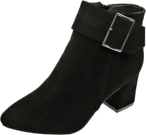 Женские зимние ботильоны с заостренным носком, массивным каблуком, вестерн-стиле, повседневные и удобные ковбойские ботинки с молнией Generic, B01-Black