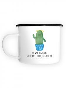 Эмалированная кружка XL "Кактус Святой" с надписью "Белый" Mr. & Mrs. Panda