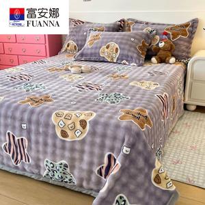 Fuanna Простыня из плюша 180х200 см, двусторонняя, флис, мягкая, не линяет