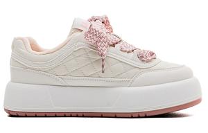 Кеды, скейтборд обувь женская низкая белый/розовый Warrior