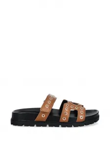 Сандалии с люверсами и логотипом GUESS USA, коричневый