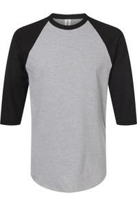 Футболка-реглан из тонкого джерси Tultex Unisex, цвет heather grey/ black