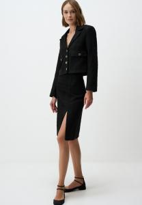 Юбка А-силуэта REGULAR WAIST CUT PATTERNED MIDI WITH SLITS Jimmy Key, черный