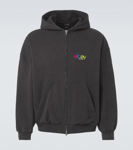 Хлопковая худи с принтом Balenciaga, 1055-Washed Black