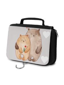 Mr. & Mrs. Panda Косметичка в виде медведя с любовным мотивом, без надписей, пастельно-серого цвета