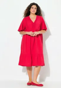 Платье-Миди из сирсакера с короткими рукавами и v-образным вырезом Ulla Popken, Lychee