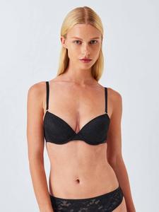 Бюстгальтер балконет Mila с кружевом и поролоновыми чашками John Lewis, Black