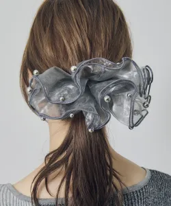 Заколка для волос Sphere Sheer Frill Barrette 2 Goldy, цвет Silver Plated 3