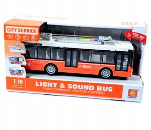 Оранжевый Автобус Троллейбус Световой Звук 30См Midex