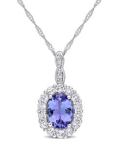 Колье в виде нимба из белого золота 14 карат с акцентами из танзанита, топаза и бриллиантов Macy's, Tanzanite