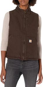 OV277 Жилет с воротником на подкладке из шерпы Carhartt, цвет Dark Brown