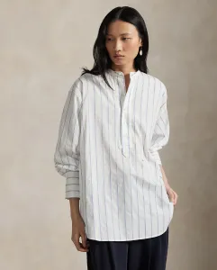 Женская хлопковая рубашка с воротником стойкой Polo Ralph Lauren, белый