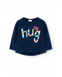 Детская футболка с круглым вырезом и длинными рукавами Boboli, темно-синий