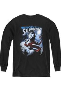 Футболка с длинным рукавом Superman Protect Earth для молодежи Gildan, черный