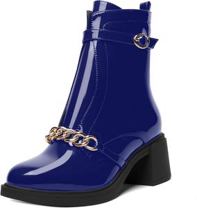 Женские ботинки ROSERWISH с боковой молнией, платформой, повседневные, модные, с круглым носком, массивным низким каблуком, украшением в виде цепочки на щиколотке, каблук 2,5 дюйма