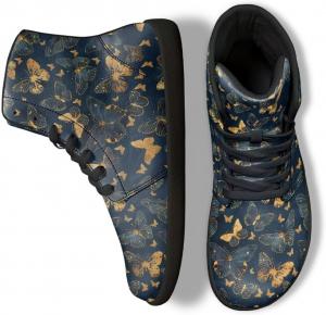 Женские высокие кроссовки с широкой пяткой босоножечного типа с принтом бабочек, с подошвой нулевого перепада и противоскользящей PU-кожей GETELINSENG, Big Butterfly