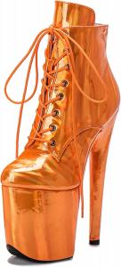 Женские ботильоны WUXIN H&P с высокими 8-дюймовыми каблуками, платформой и шнуровкой, из лакированной кожи, для стрип-пластики и экзотического танца на пилоне, Orange