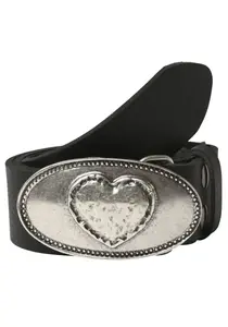 Кожаный ремень LIFEBURG by showroom 019° со сменной застежкой "Heart Oval Silver" Rettungsring By Showroom 019°, черный