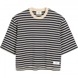 Футболка Ami Paris с логотипом и полосками AMIPARIS, синий