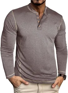 Мужская футболка Muscle Fit с длинным рукавом и пуговицами