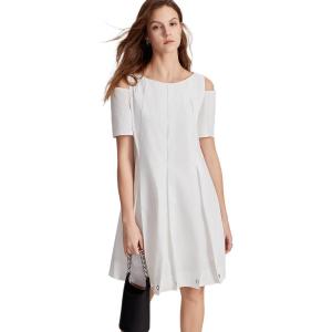 ELLE Женское платье с коротким рукавом белое