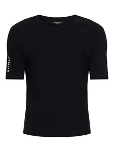 Футболка с короткими рукавами и геометрическим узором BALMAIN, черный