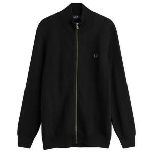 Кардиган с текстурированной застежкой-молнией Fred Perry, черный