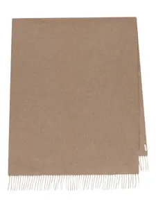 Шарф с вышитым логотипом и бахромой Max Mara, нейтральный