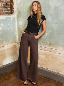 Джинсы с завышенной талией и широкими штанинами Ro&Zo, Brown