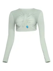 Ребристый топ с кристаллами Christopher Esber, зеленый