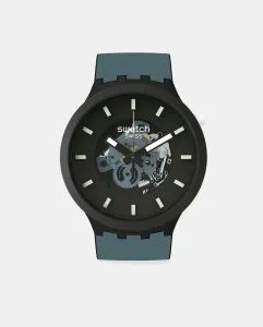 Мужские часы SB03B107 Био черный силикон Swatch, зеленый