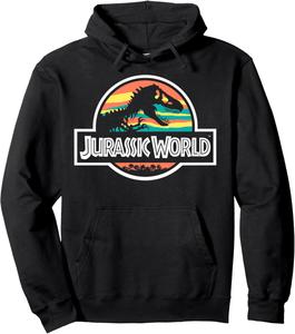 Худи в стиле ретро «Мир Юрского периода» с логотипом скелета и закатом Jurassic World, черный