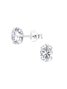 Alexander York Овальные серьги-гвоздики из серебра 925 пробы, комплект из 2 штук